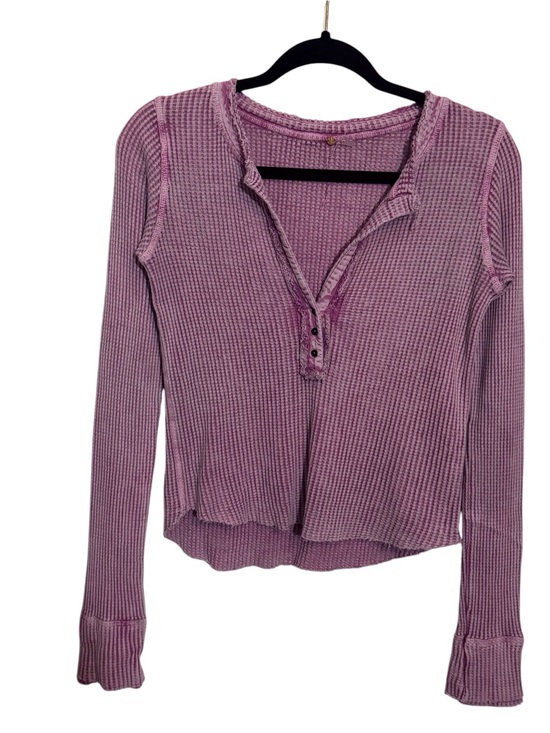 Free People Tops - Free People FP One Colt Thermal Top Small Purple Boho Beach Waffle Knit Distress